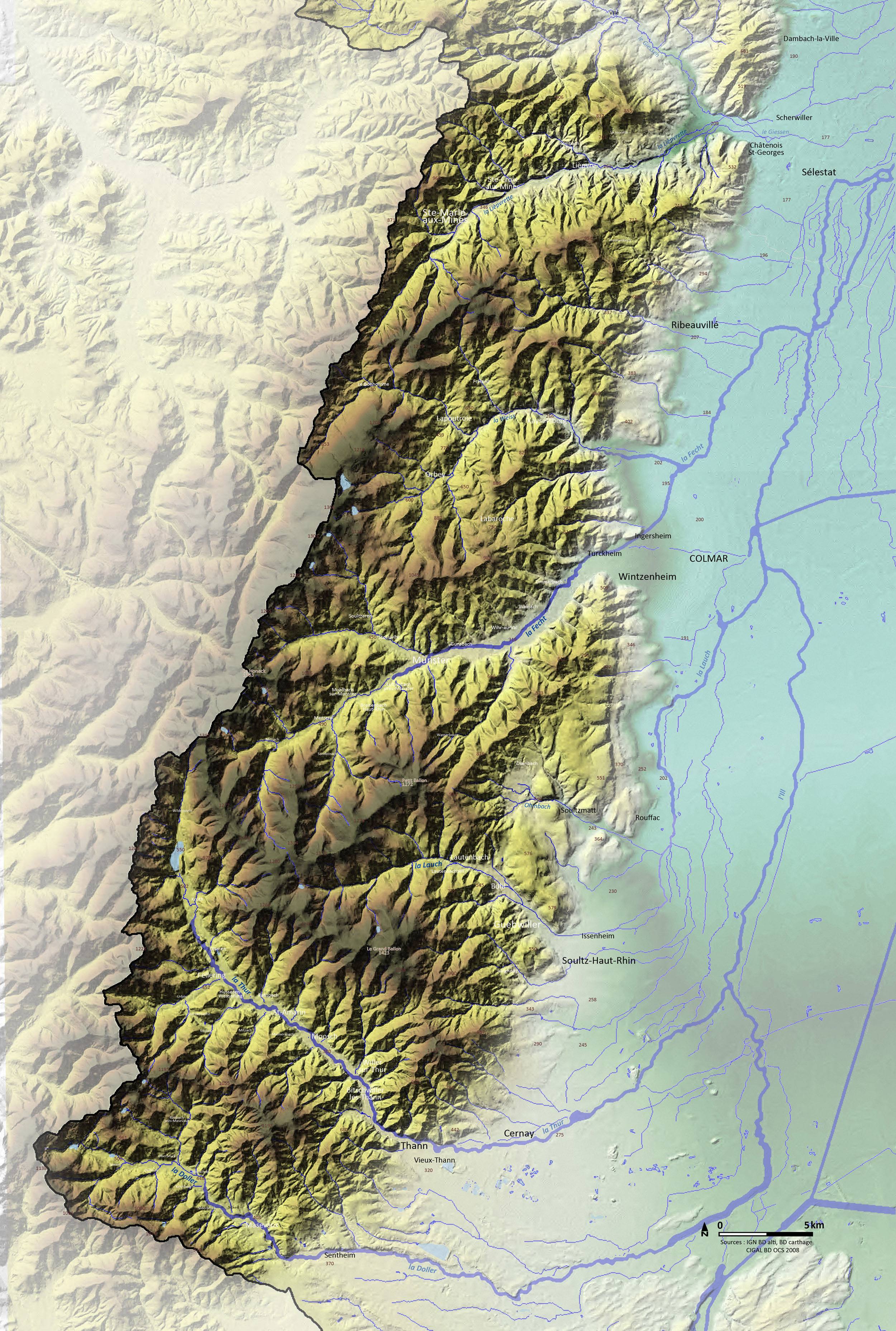 carte des vosges en relief