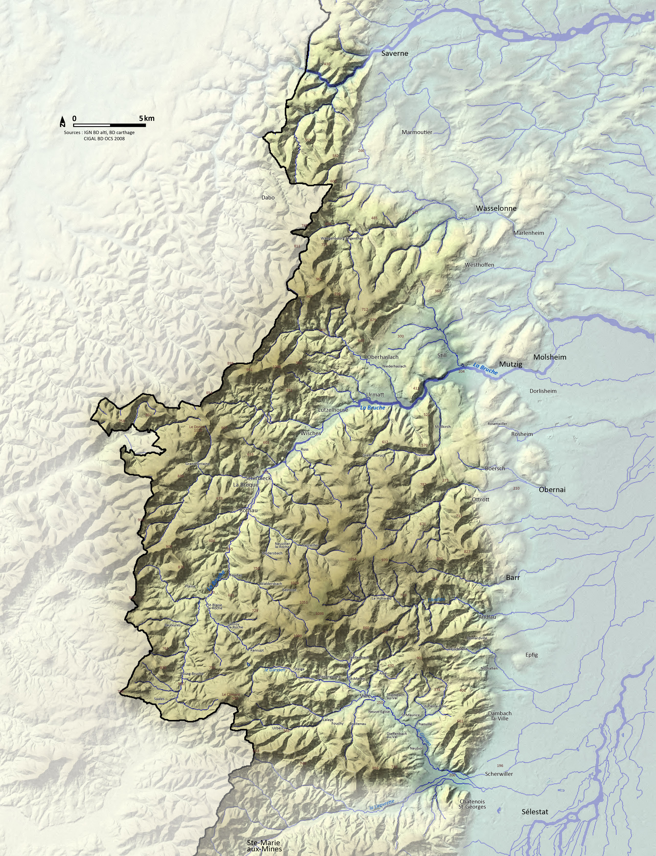 carte des vosges en relief